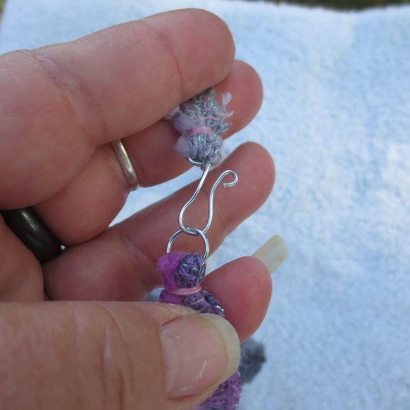 New Boho Purple Fiber Yellow Ceramic Hand Crafted Bead Tassel Necklace - Picture 4 of 8